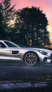 Preview wallpaper mercedes-benz, amg, silver, side view