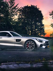 Preview wallpaper mercedes-benz, amg, silver, side view