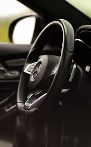 Preview wallpaper mercedes-benz c300 amg, mercedes, car, salon, interior, steering wheel, control panel