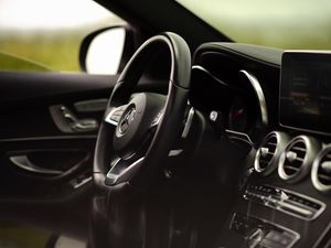 Preview wallpaper mercedes-benz c300 amg, mercedes, car, salon, interior, steering wheel, control panel