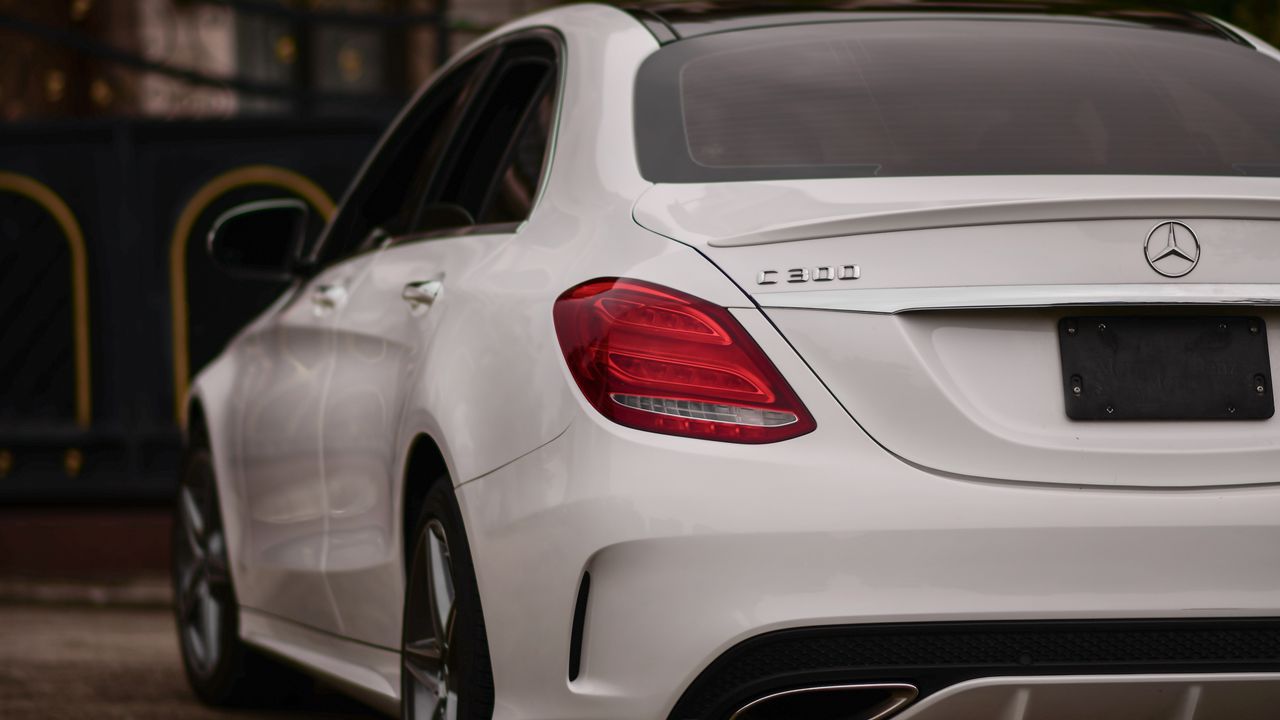 Wallpaper mercedes-benz c300, mercedes, car, white, rear view