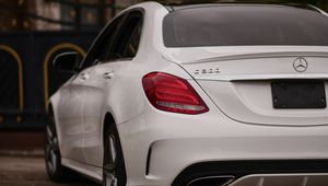 Preview wallpaper mercedes-benz c300, mercedes, car, white, rear view