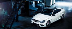 Preview wallpaper mercedes-benz, c63, amg, white, side view