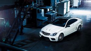 Preview wallpaper mercedes-benz, c63, amg, white, side view