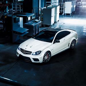 Preview wallpaper mercedes-benz, c63, amg, white, side view