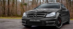 Preview wallpaper mercedes-benz c63 amg, coupe, black, headlights