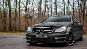 Preview wallpaper mercedes-benz c63 amg, coupe, black, headlights