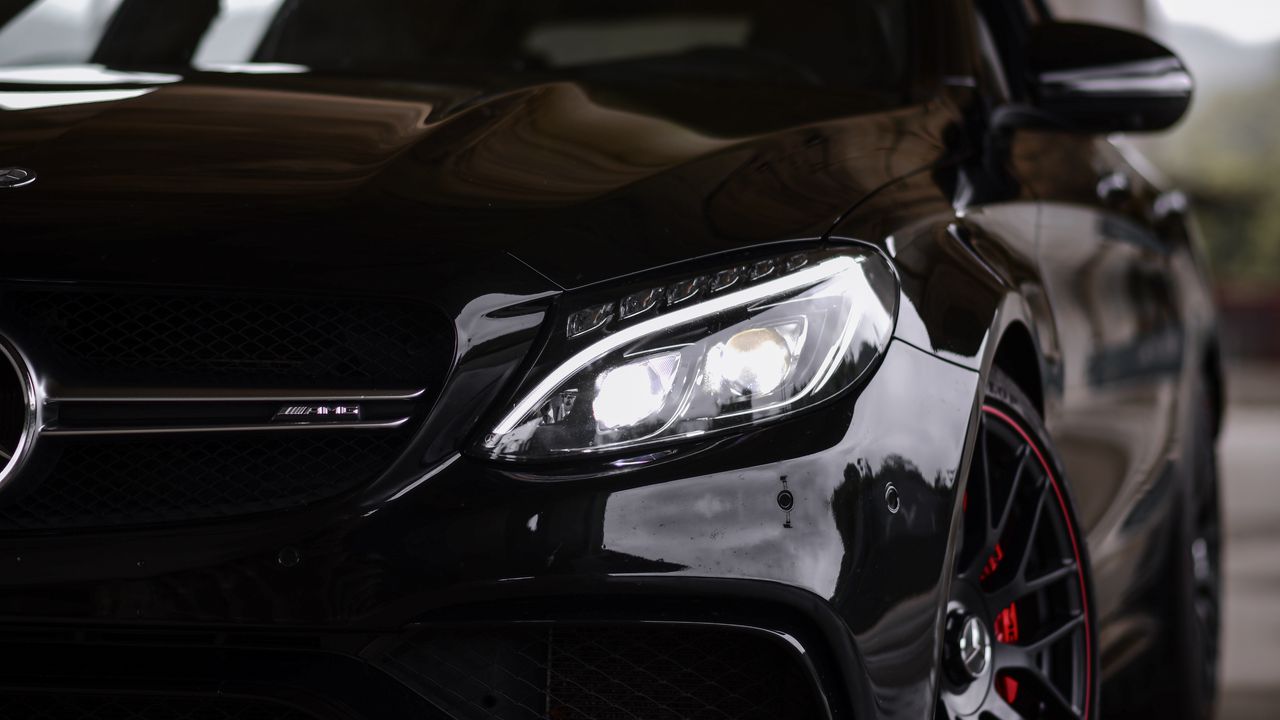 Wallpaper mercedes-benz c63s amg, mercedes, car, black, front view