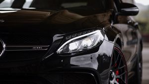 Preview wallpaper mercedes-benz c63s amg, mercedes, car, black, front view