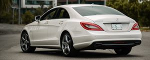 Preview wallpaper mercedes-benz cls350 amg, mercedes, machine, white, buildings, city