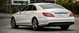 Preview wallpaper mercedes-benz cls350 amg, mercedes, machine, white, buildings, city