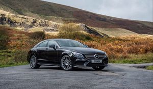 Preview wallpaper mercedes-benz, cls 350, black, side view