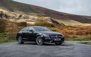 Preview wallpaper mercedes-benz, cls 350, black, side view