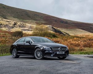 Preview wallpaper mercedes-benz, cls 350, black, side view