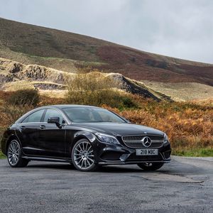 Preview wallpaper mercedes-benz, cls 350, black, side view