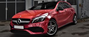 Preview wallpaper mercedes-benz cls-class, mercedes, car, red, side view, urban