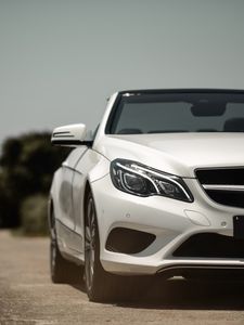 Preview wallpaper mercedes-benz e200, mercedes, car, convertible, white, front view