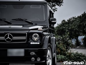 Preview wallpaper mercedes-benz g500, brabus, suv, luxury, black, front view