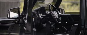 Preview wallpaper mercedes-benz g500, mercedes, car, black, salon, interior, steering wheel, dashboard