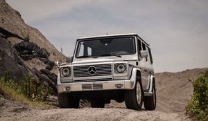 Preview wallpaper mercedes-benz g500, mercedes, car, suv, gray, front view