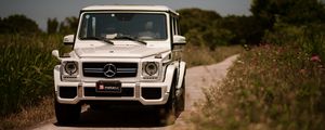 Preview wallpaper mercedes-benz g63 amg, mercedes, car, suv, white, front view