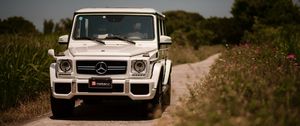 Preview wallpaper mercedes-benz g63 amg, mercedes, car, suv, white, front view