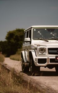 Preview wallpaper mercedes-benz g 63 amg, mercedes, car, suv, white, front view