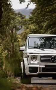 Preview wallpaper mercedes-benz g-class, mercedes gelandewagen, mercedes, suv, gray, front view