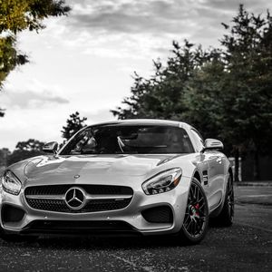 Preview wallpaper mercedes-benz, gt3, c190, silver, front view