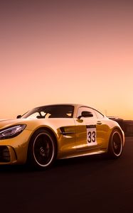 Preview wallpaper mercedes-benz gt r, mercedes, car, sportscar, yellow, speed