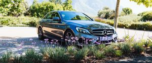 Preview wallpaper mercedes-benz, mercedes, car, flowers