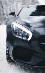 Preview wallpaper mercedes-benz, mercedes, headlight, black