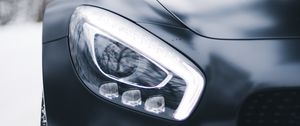 Preview wallpaper mercedes-benz, mercedes, headlight, black