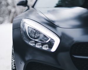 Preview wallpaper mercedes-benz, mercedes, headlight, black