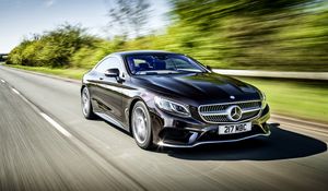 Preview wallpaper mercedes-benz, s 500, coupe, speed, black, side view