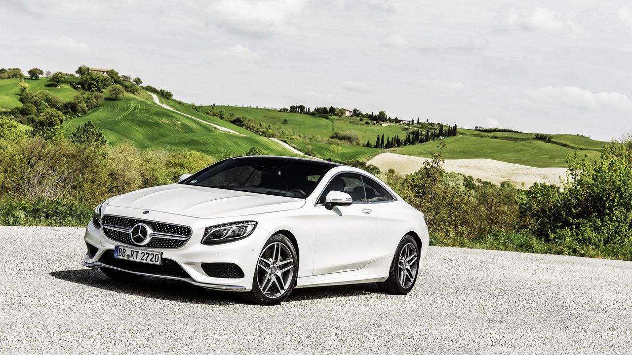 Wallpaper mercedes-benz, s-class, coupe, white, side view