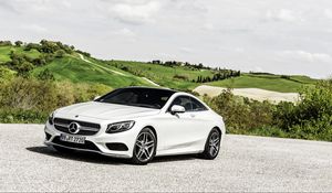 Preview wallpaper mercedes-benz, s-class, coupe, white, side view