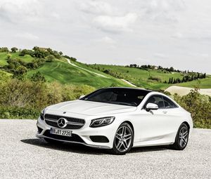 Preview wallpaper mercedes-benz, s-class, coupe, white, side view