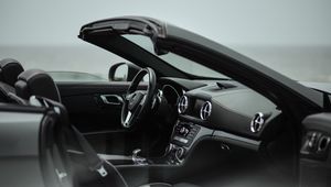Preview wallpaper mercedes-benz sl 350 amg, mercedes-benz, car, convertible, black, interior