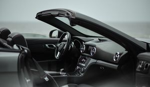 Preview wallpaper mercedes-benz sl 350 amg, mercedes-benz, car, convertible, black, interior