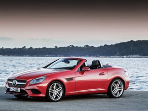 Preview wallpaper mercedes-benz, slk-class, r172, red, side view