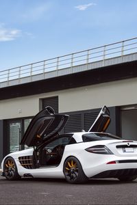 Preview wallpaper mercedes-benz, slr mclaren, gemballa gt, white, side view