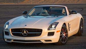 Preview wallpaper mercedes-benz, sls, 63, amg, gt, white, convertible, side view