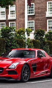 Preview wallpaper mercedes-benz, sls, side view, red