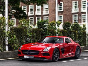 Preview wallpaper mercedes-benz, sls, side view, red