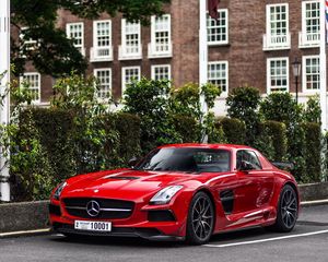 Preview wallpaper mercedes-benz, sls, side view, red