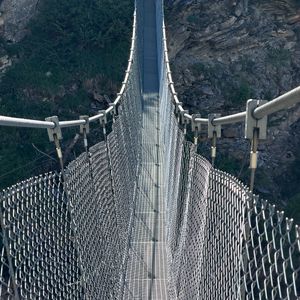 Preview wallpaper mesh bridge, fences, mountain, plants