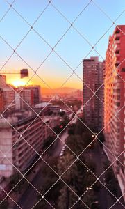 Preview wallpaper mesh, buildings, city, sunset, view