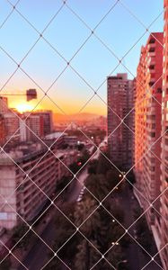 Preview wallpaper mesh, buildings, city, sunset, view