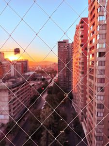 Preview wallpaper mesh, buildings, city, sunset, view